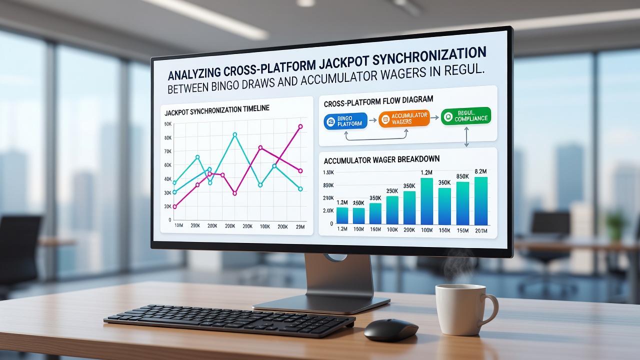 Infographic over data synchronisatie tussen bingo en accumulator systemen met voorbeelden uit digitale markten